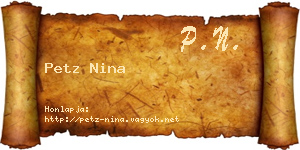 Petz Nina névjegykártya